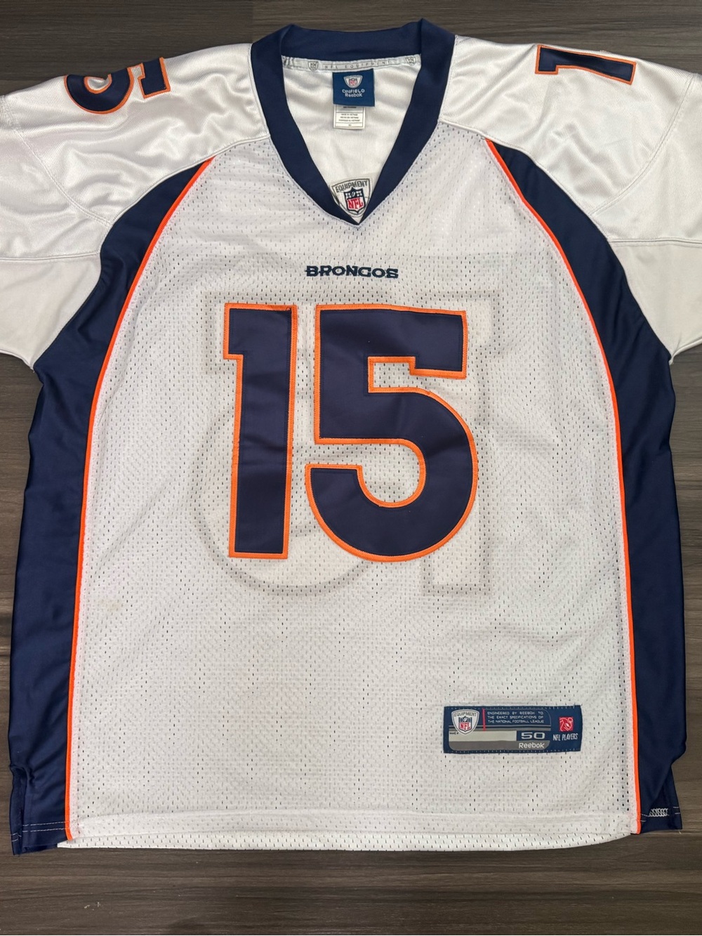 Reebok Denver Broncos Tim Tebow #15 NFL On Field Stitched Away Jersey Men 50 XL